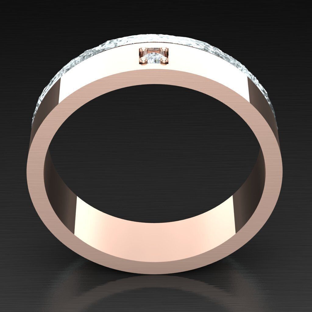 Light Gold Diamond Men Ring 2MR044 3D model_7