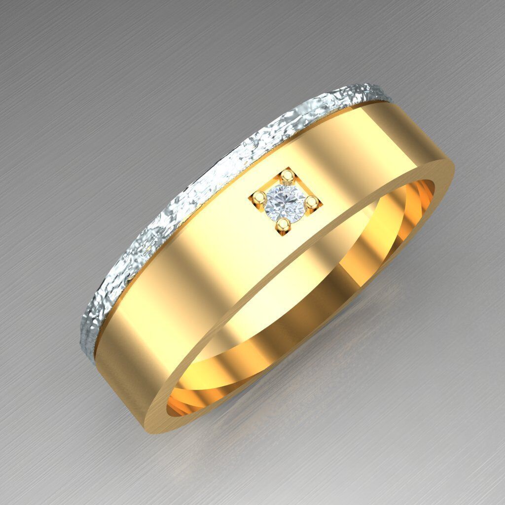 Light Gold Diamond Men Ring 2MR044 3D model_2