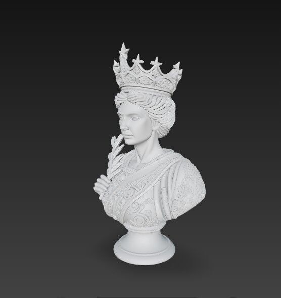 3D Printable Classical Aesthetic Queen Bust 3D model_13