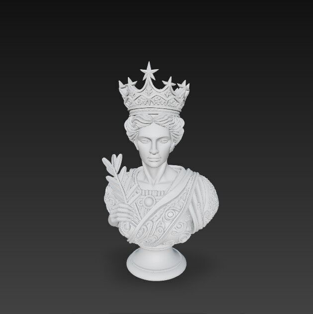 3D Printable Classical Aesthetic Queen Bust 3D model_14