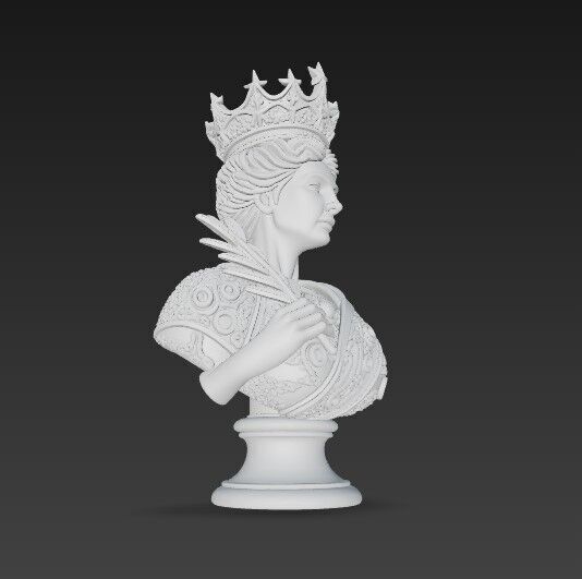 3D Printable Classical Aesthetic Queen Bust 3D model_8