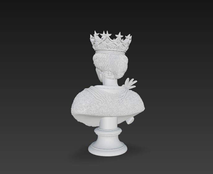 3D Printable Classical Aesthetic Queen Bust 3D model_11