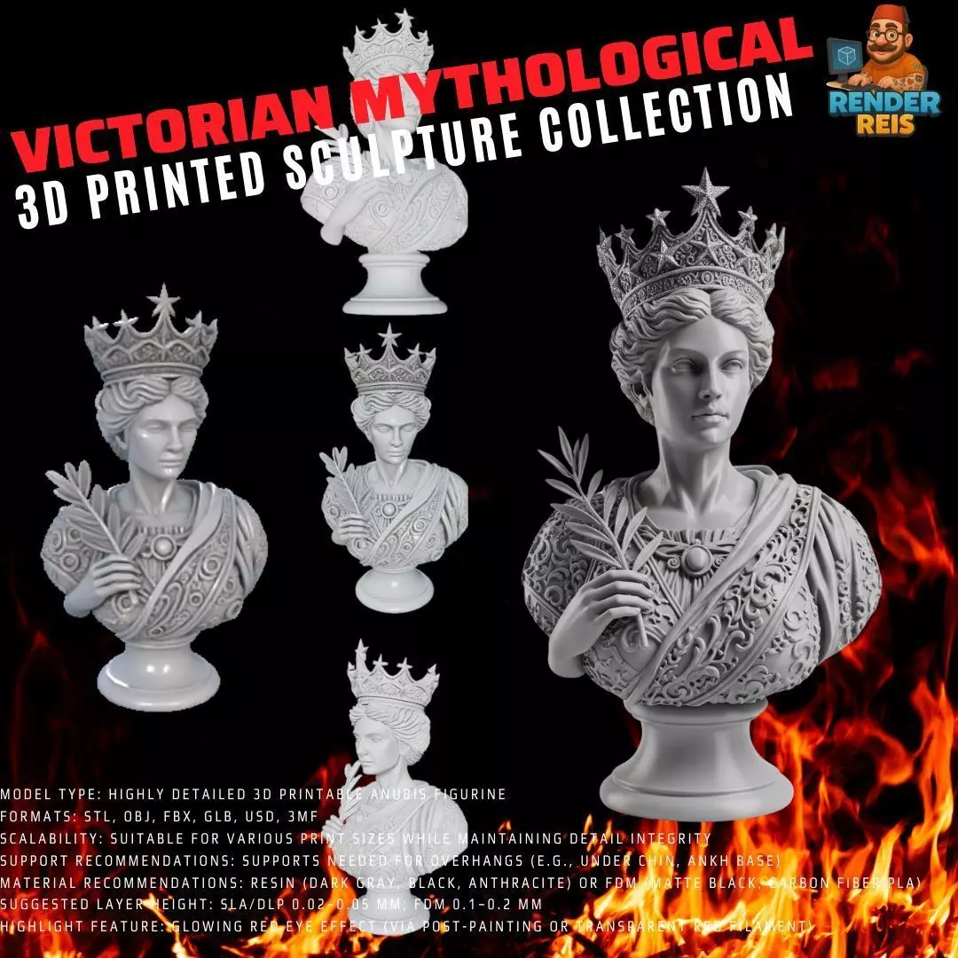 3D Printable Classical Aesthetic Queen Bust 3D model_0