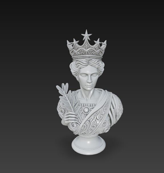3D Printable Classical Aesthetic Queen Bust 3D model_15