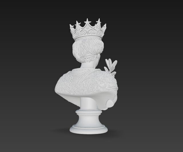 3D Printable Classical Aesthetic Queen Bust 3D model_10