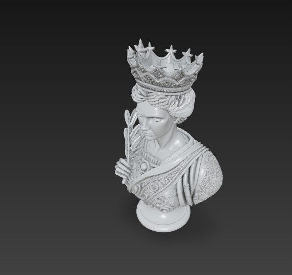 3D Printable Classical Aesthetic Queen Bust 3D model_7