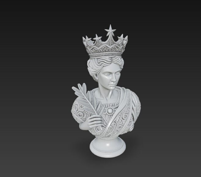 3D Printable Classical Aesthetic Queen Bust 3D model_2