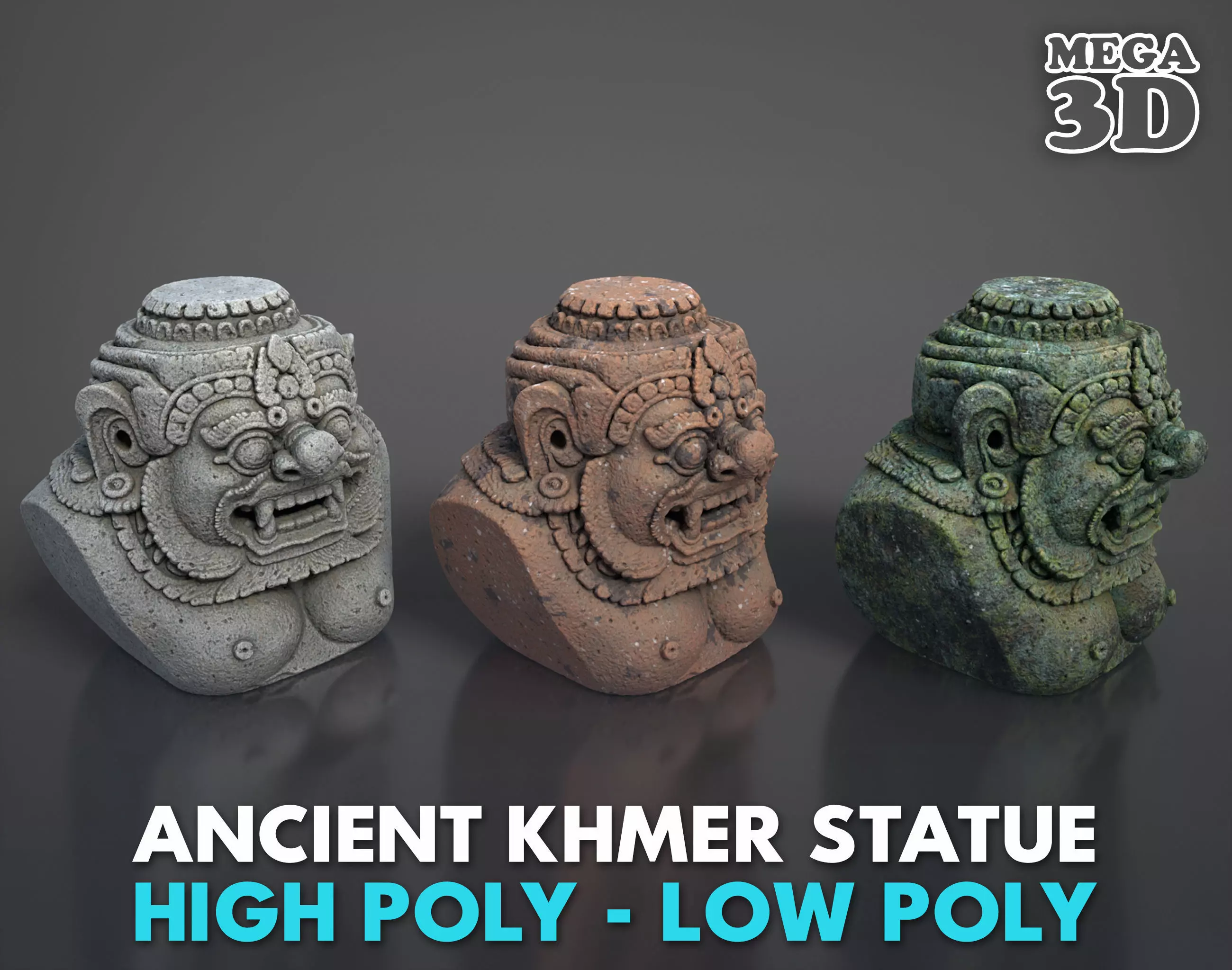 Ancient Khmer Statue30-250523 Low-poly 3D model_0