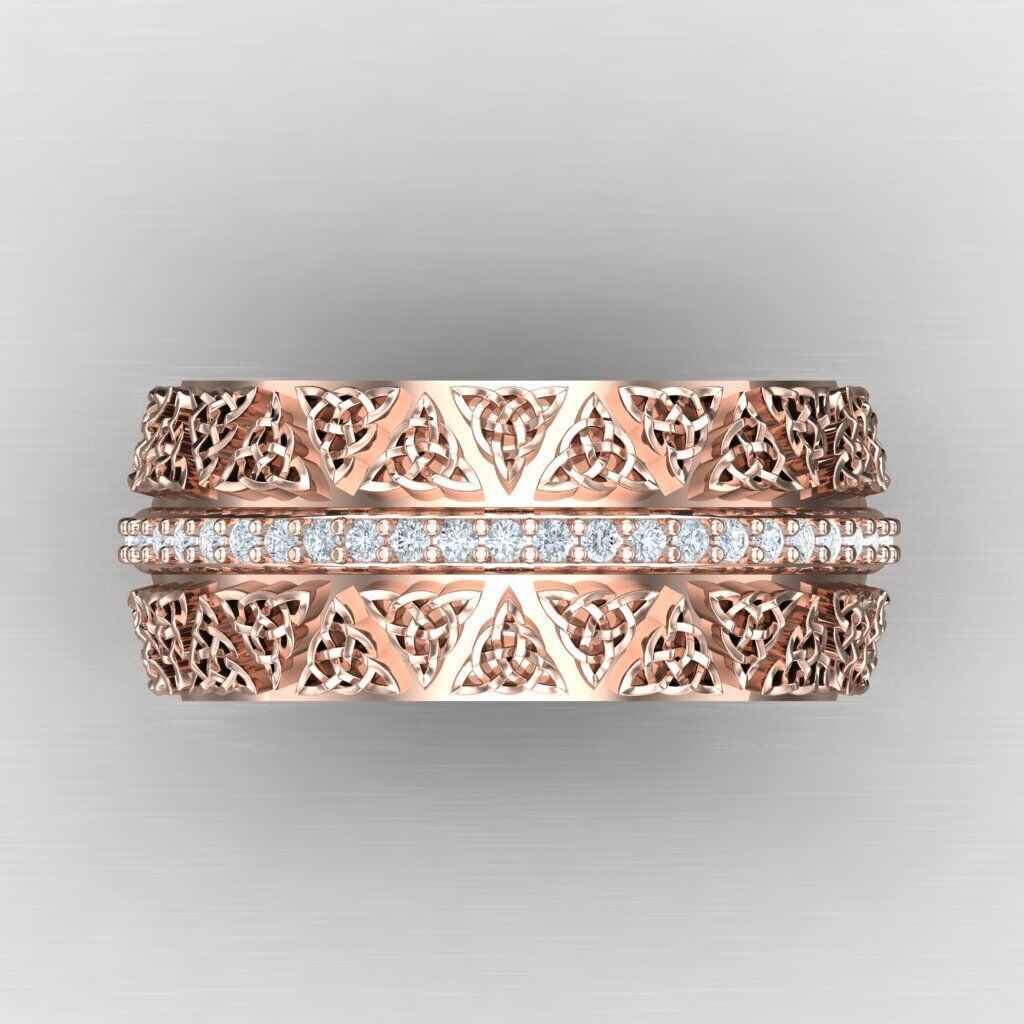 Light Gold Diamond Men Ring 2MR048 3D model_9