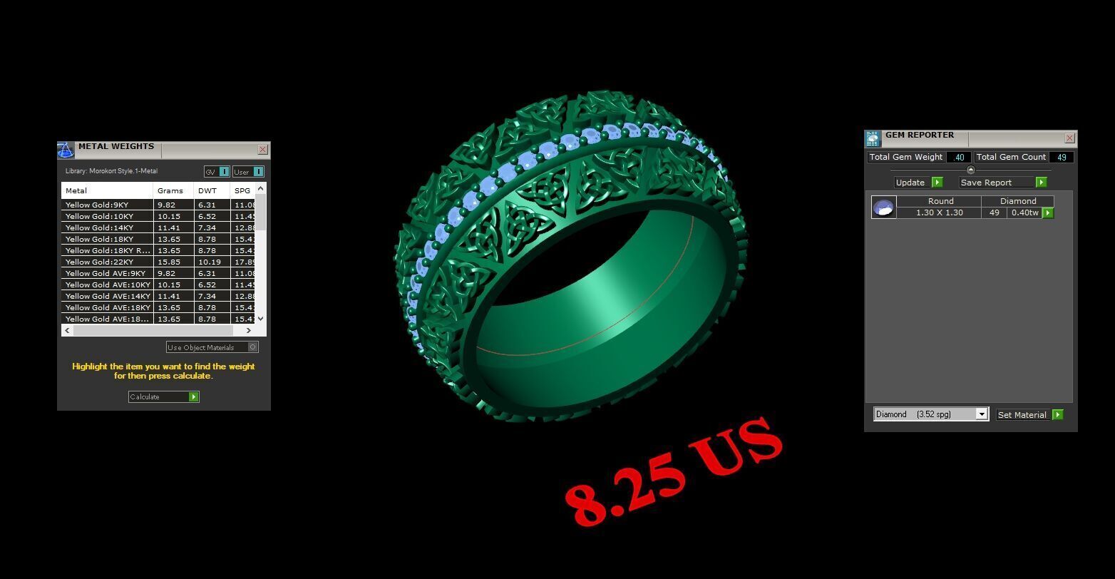 Light Gold Diamond Men Ring 2MR048 3D model_4