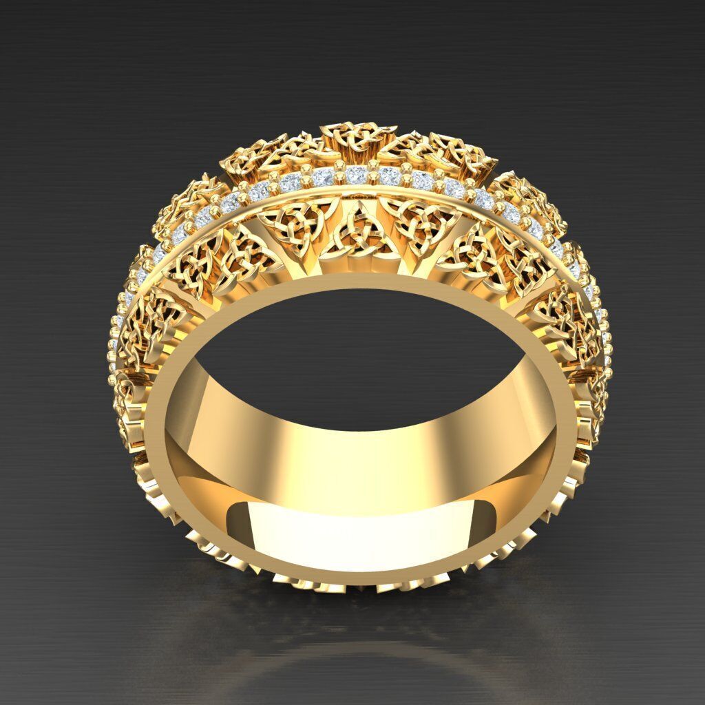 Light Gold Diamond Men Ring 2MR048 3D model_3
