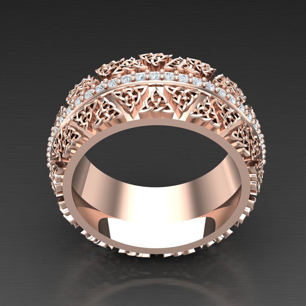 Light Gold Diamond Men Ring 2MR048 3D model_7