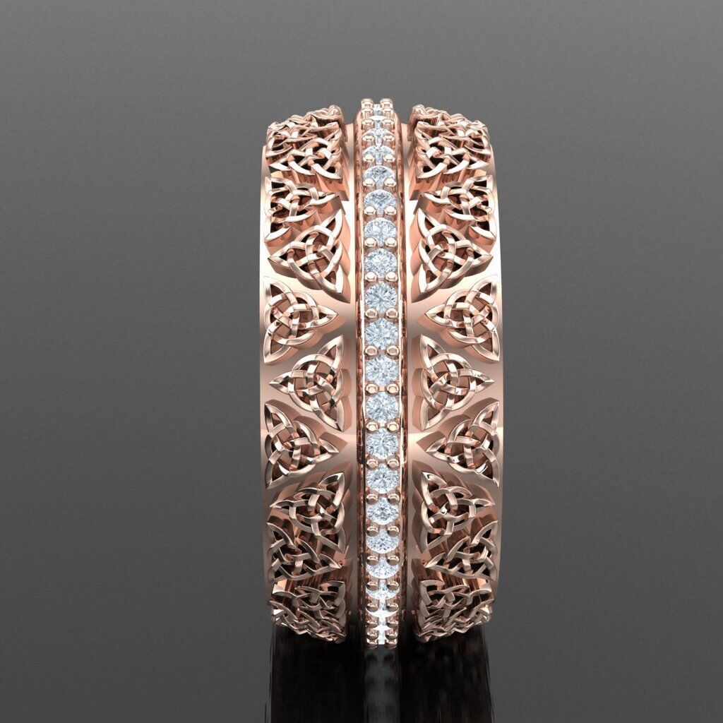 Light Gold Diamond Men Ring 2MR048 3D model_12