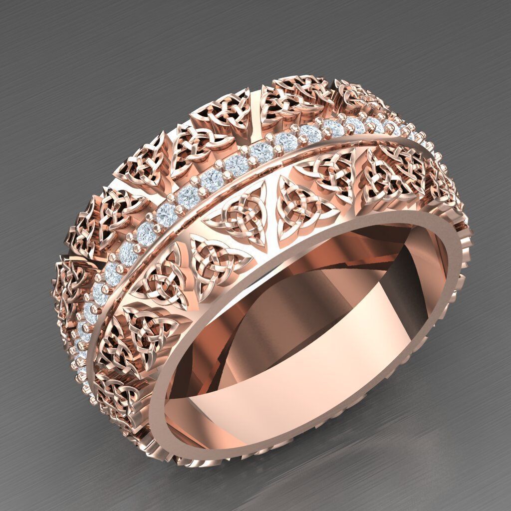 Light Gold Diamond Men Ring 2MR048 3D model_6