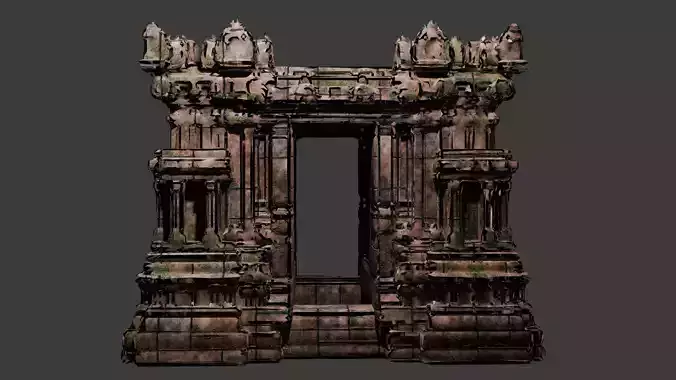 Low Poly Indian Temple 3D Model - Game Ready Hindu Temple