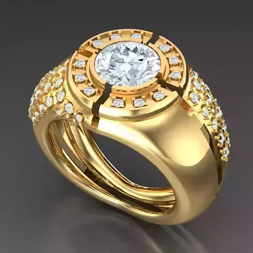 Light Gold Diamond Men Ring 2MR056