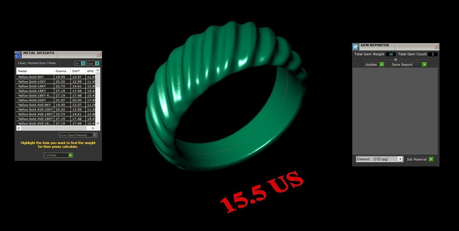 Light Gold Diamond Men Ring 2MR061 3D model_4