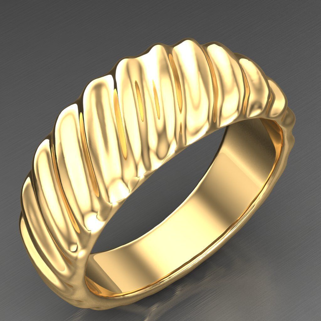 Light Gold Diamond Men Ring 2MR061 3D model_1
