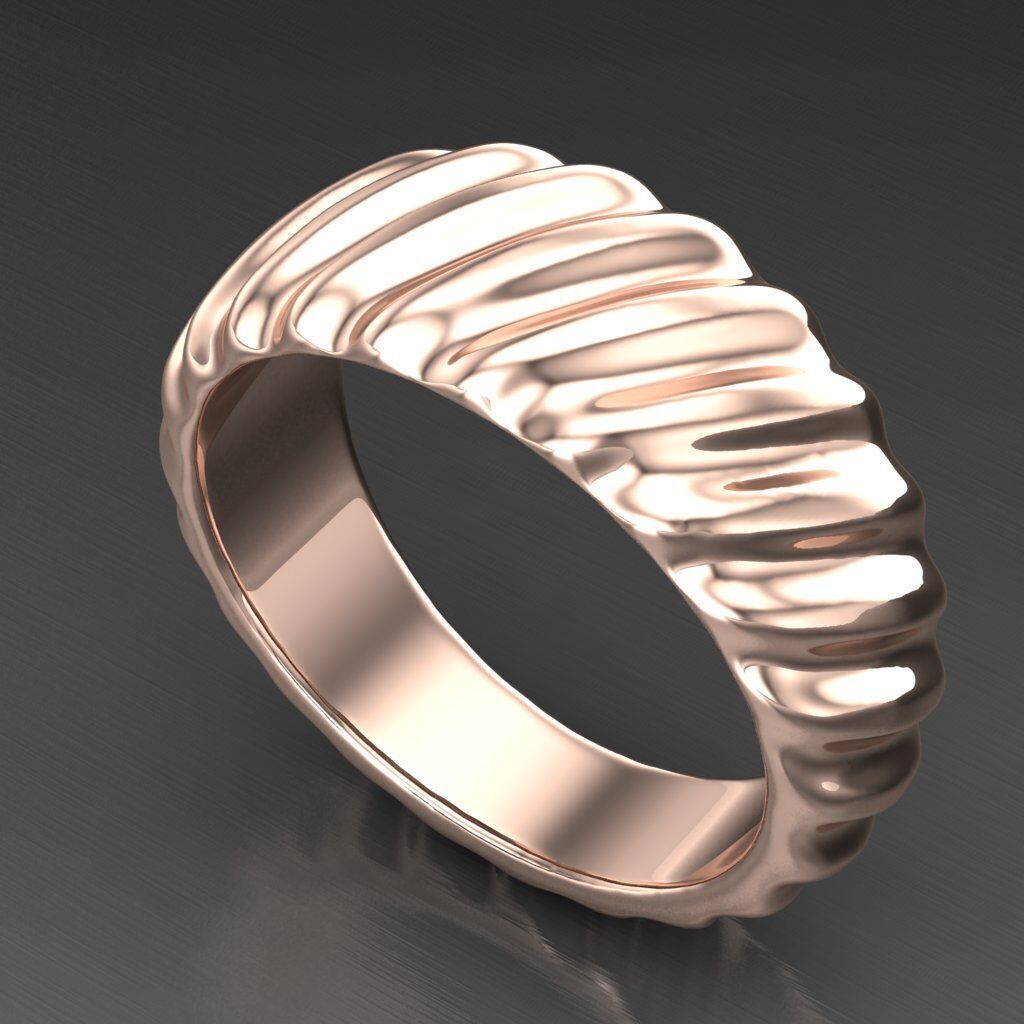 Light Gold Diamond Men Ring 2MR061 3D model_7