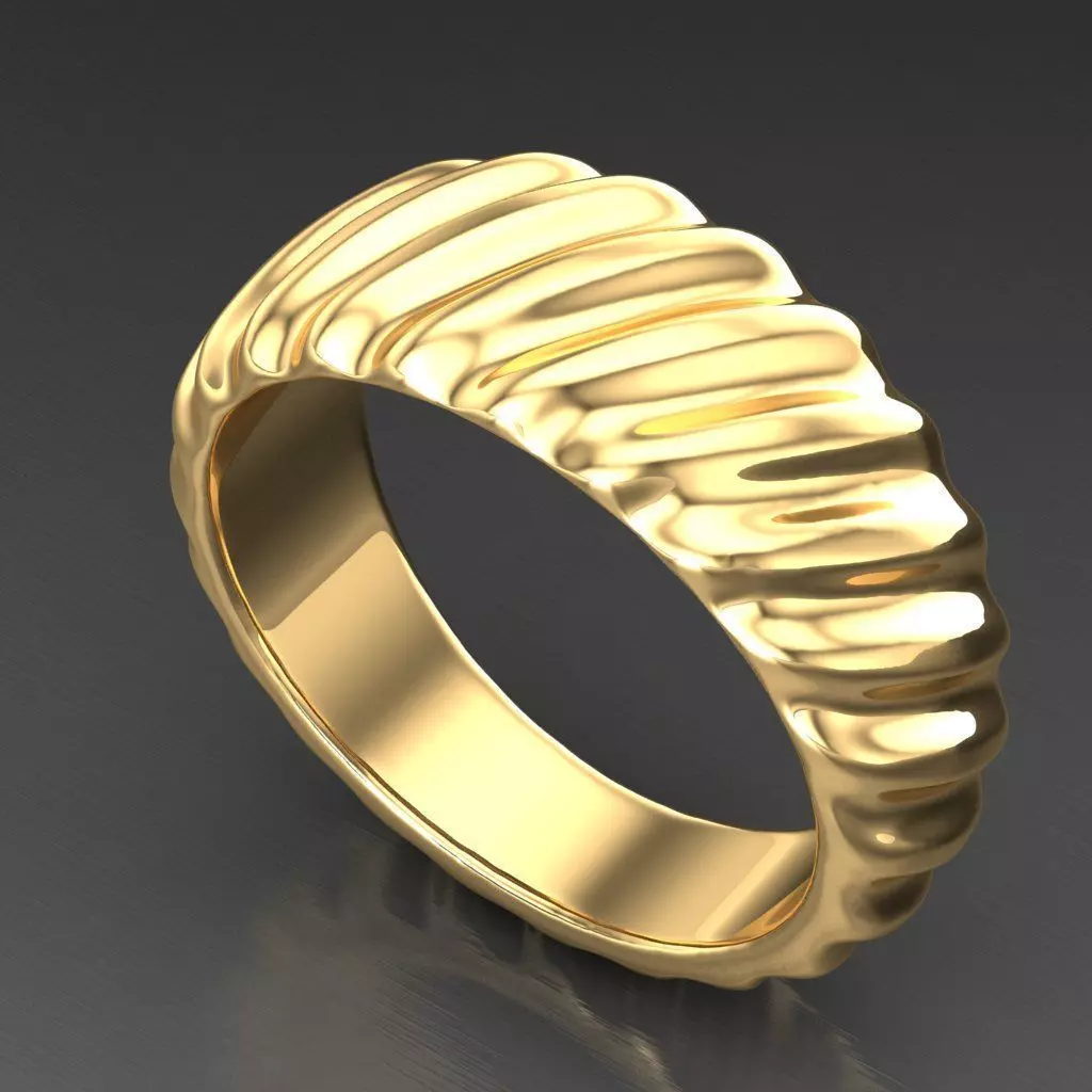 Light Gold Diamond Men Ring 2MR061 3D model_0