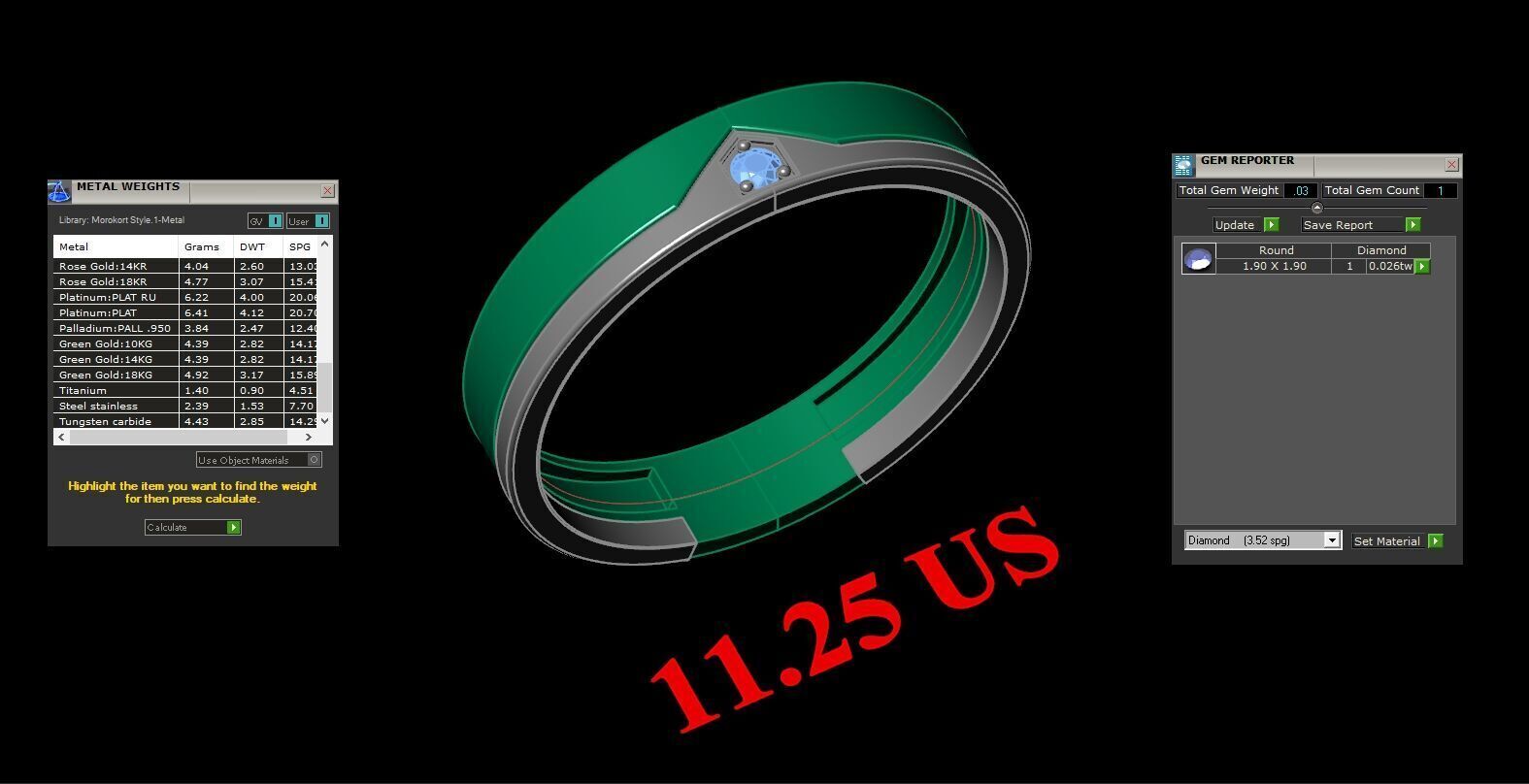 Light Gold Diamond Men Ring 2MR062 3D model_4