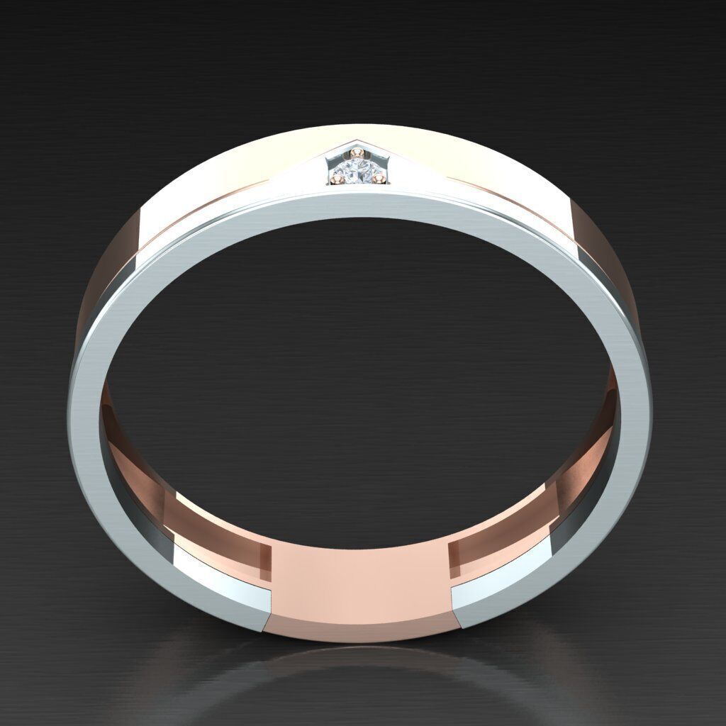 Light Gold Diamond Men Ring 2MR062 3D model_7