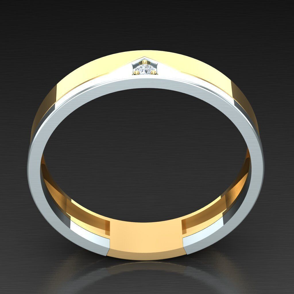 Light Gold Diamond Men Ring 2MR062 3D model_3
