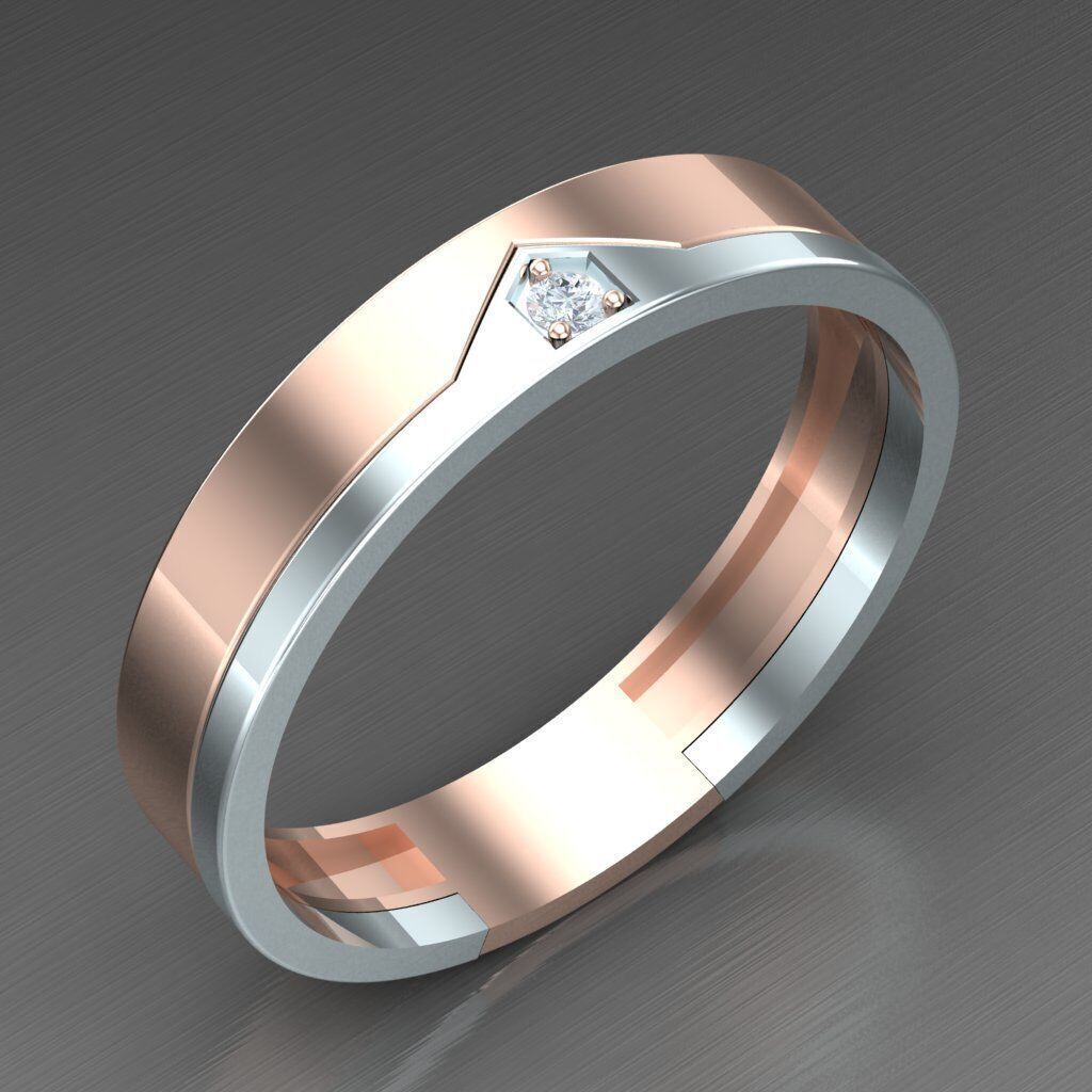 Light Gold Diamond Men Ring 2MR062 3D model_6