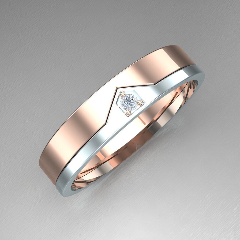 Light Gold Diamond Men Ring 2MR062 3D model_11
