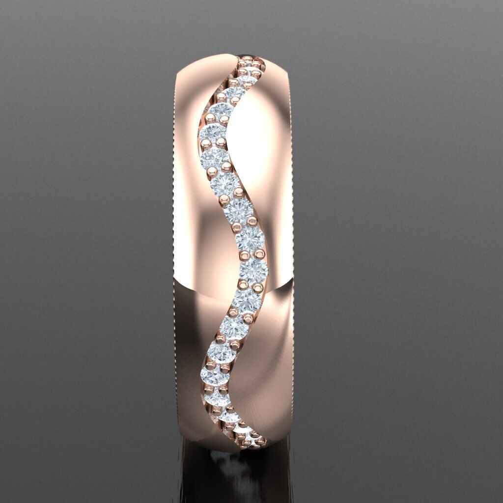 Light Gold Diamond Men Ring 2MR063 3D model_12