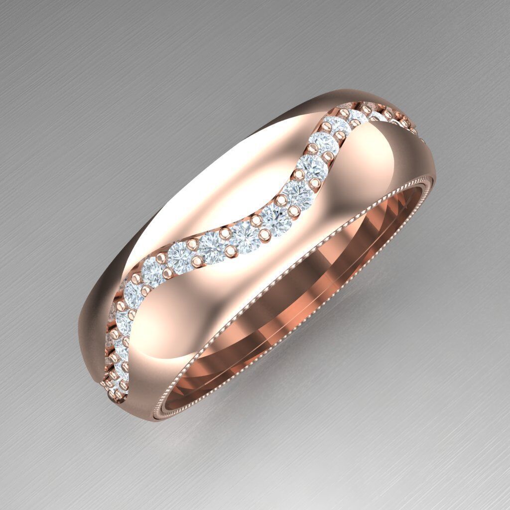 Light Gold Diamond Men Ring 2MR063 3D model_11