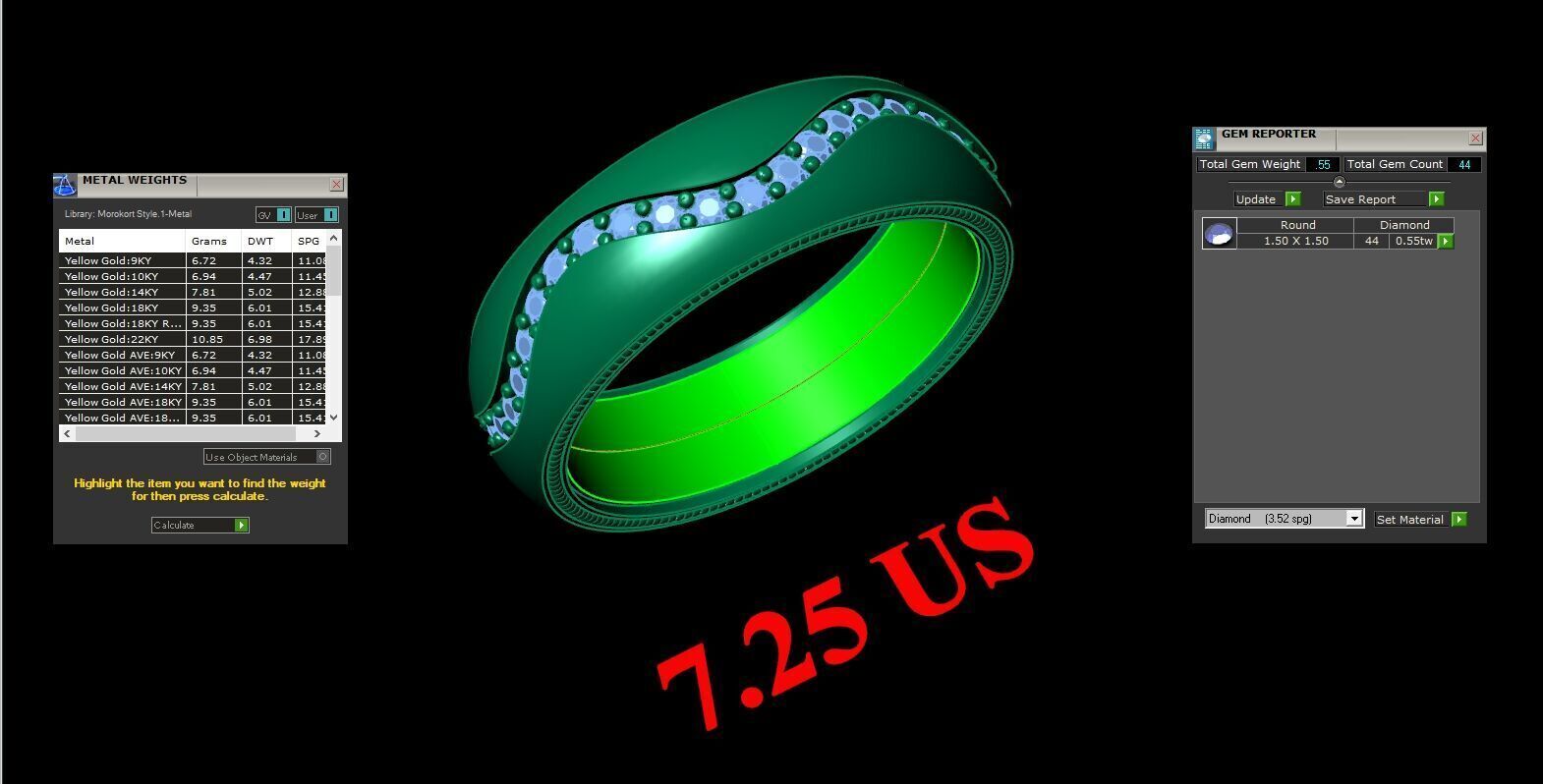 Light Gold Diamond Men Ring 2MR063 3D model_4