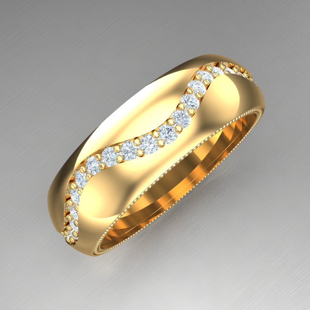Light Gold Diamond Men Ring 2MR063 3D model_2