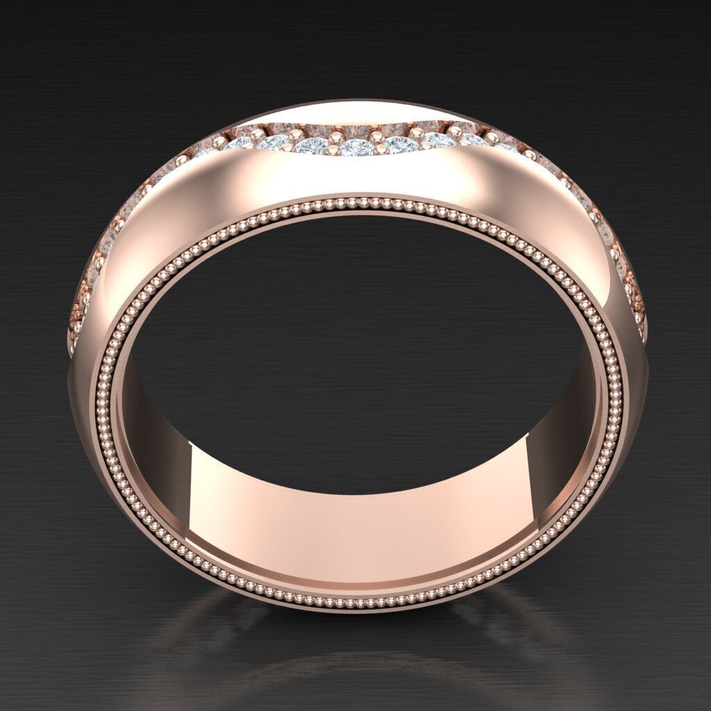 Light Gold Diamond Men Ring 2MR063 3D model_7