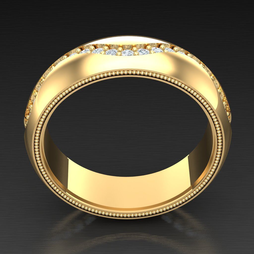 Light Gold Diamond Men Ring 2MR063 3D model_3