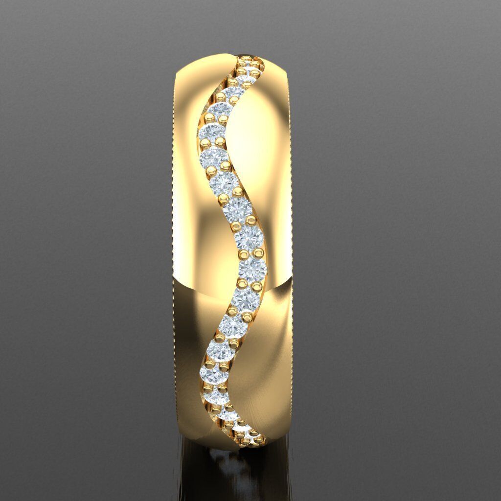 Light Gold Diamond Men Ring 2MR063 3D model_13
