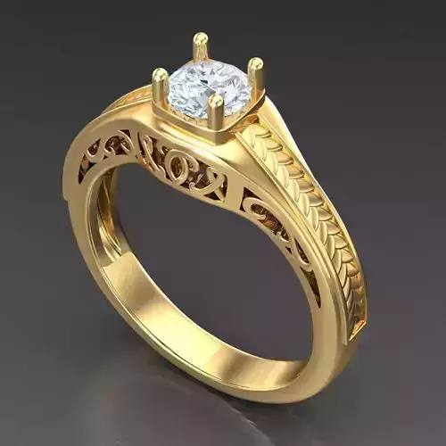 Light Gold Diamond Men Ring 2MR065