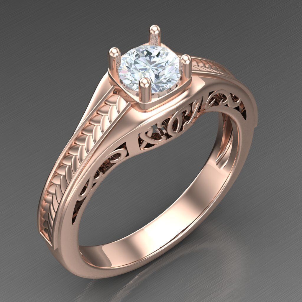 Light Gold Diamond Men Ring 2MR065 3D model_6