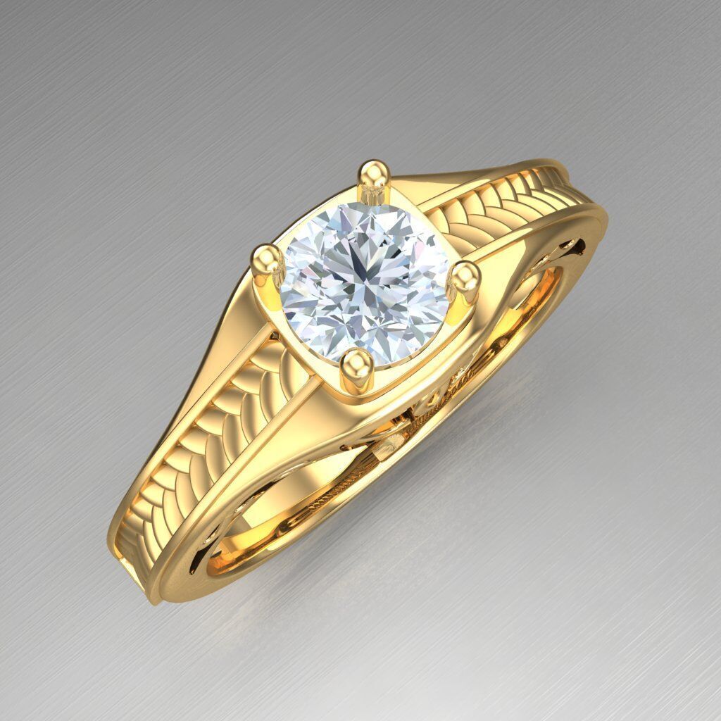Light Gold Diamond Men Ring 2MR065 3D model_2