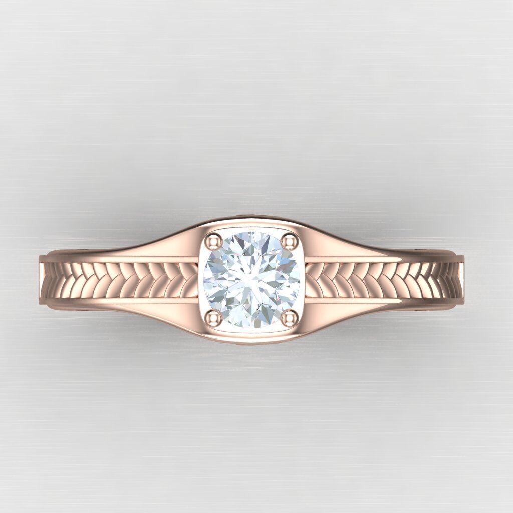 Light Gold Diamond Men Ring 2MR065 3D model_9