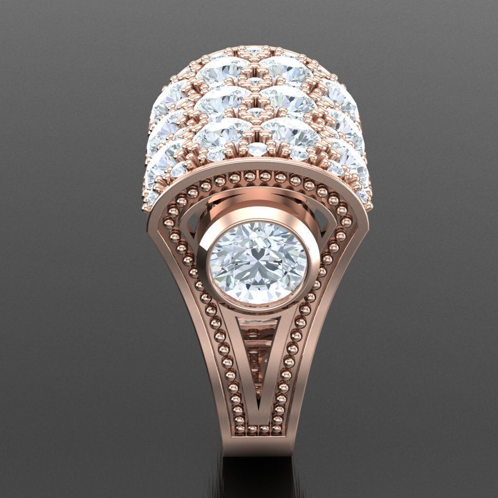 Light Gold Diamond Men Ring 2MR071 3D model_12