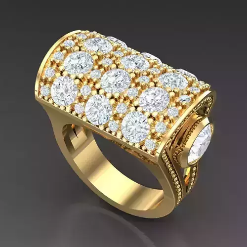 Light Gold Diamond Men Ring 2MR071