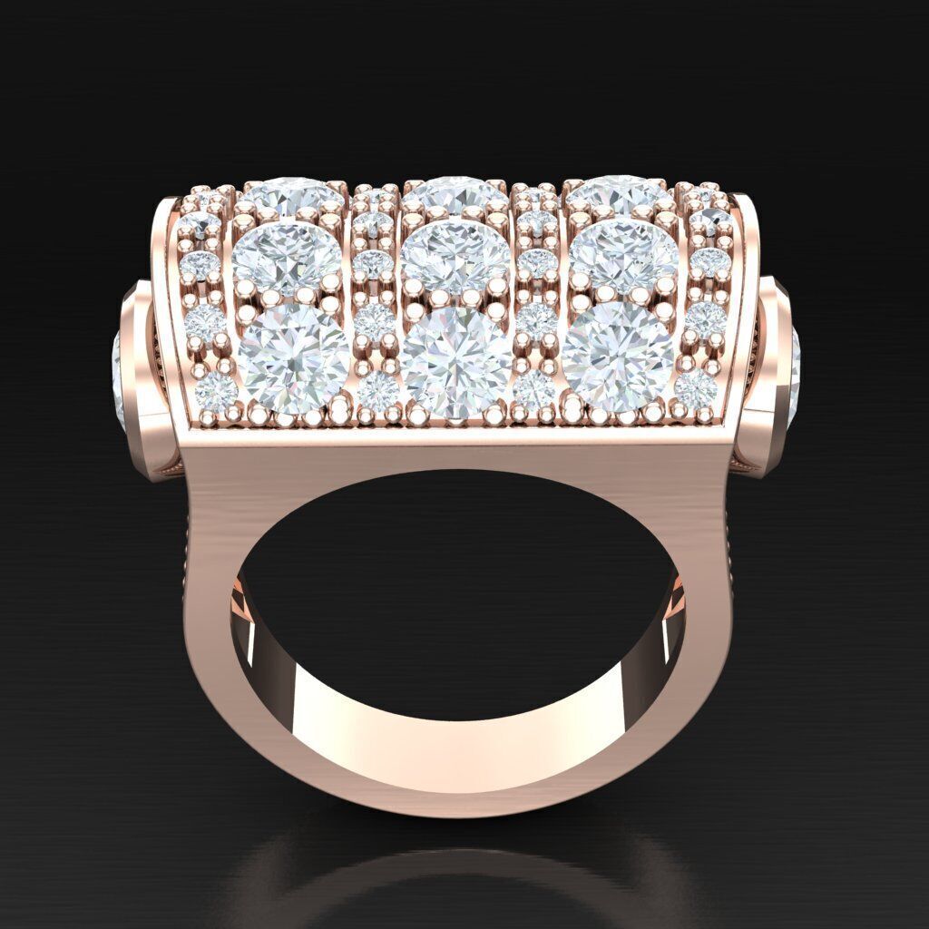 Light Gold Diamond Men Ring 2MR071 3D model_7