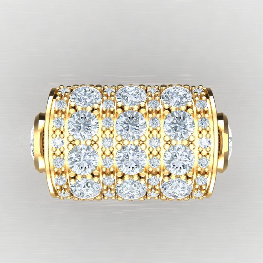 Light Gold Diamond Men Ring 2MR071 3D model_10