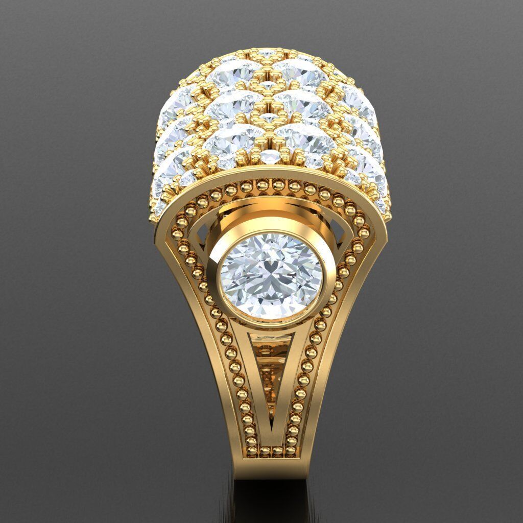 Light Gold Diamond Men Ring 2MR071 3D model_13