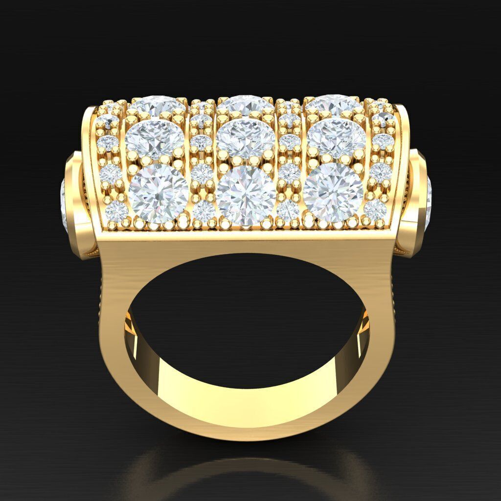 Light Gold Diamond Men Ring 2MR071 3D model_3