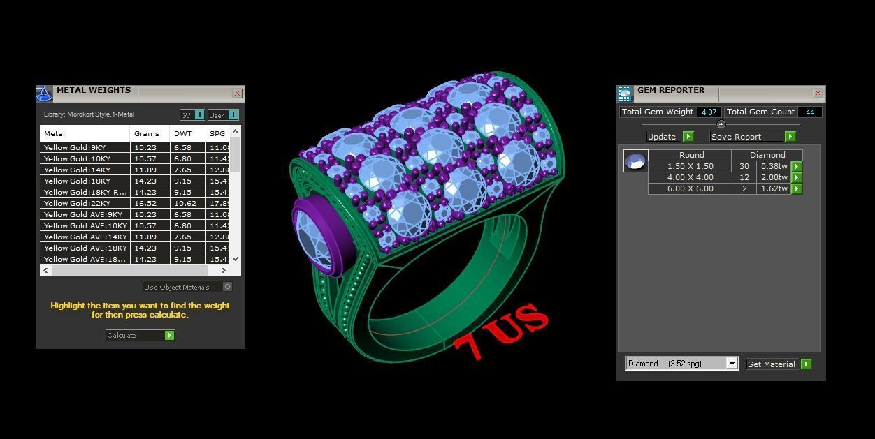 Light Gold Diamond Men Ring 2MR071 3D model_4