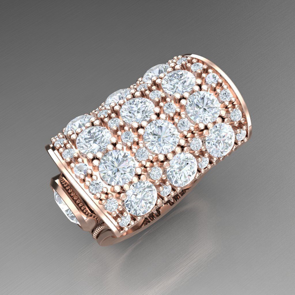 Light Gold Diamond Men Ring 2MR071 3D model_11