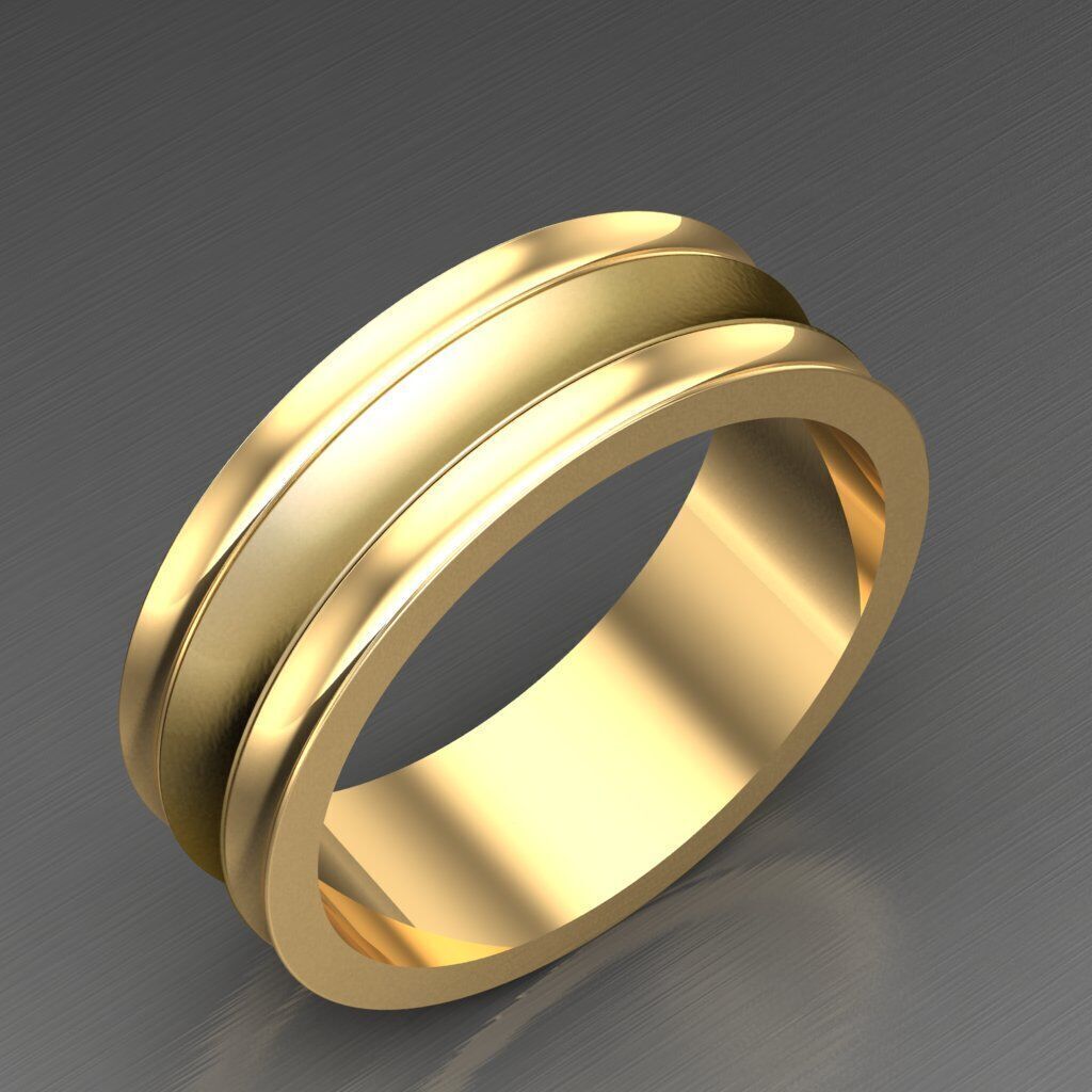 Light Gold Diamond Men Ring 2MR072 3D model_1