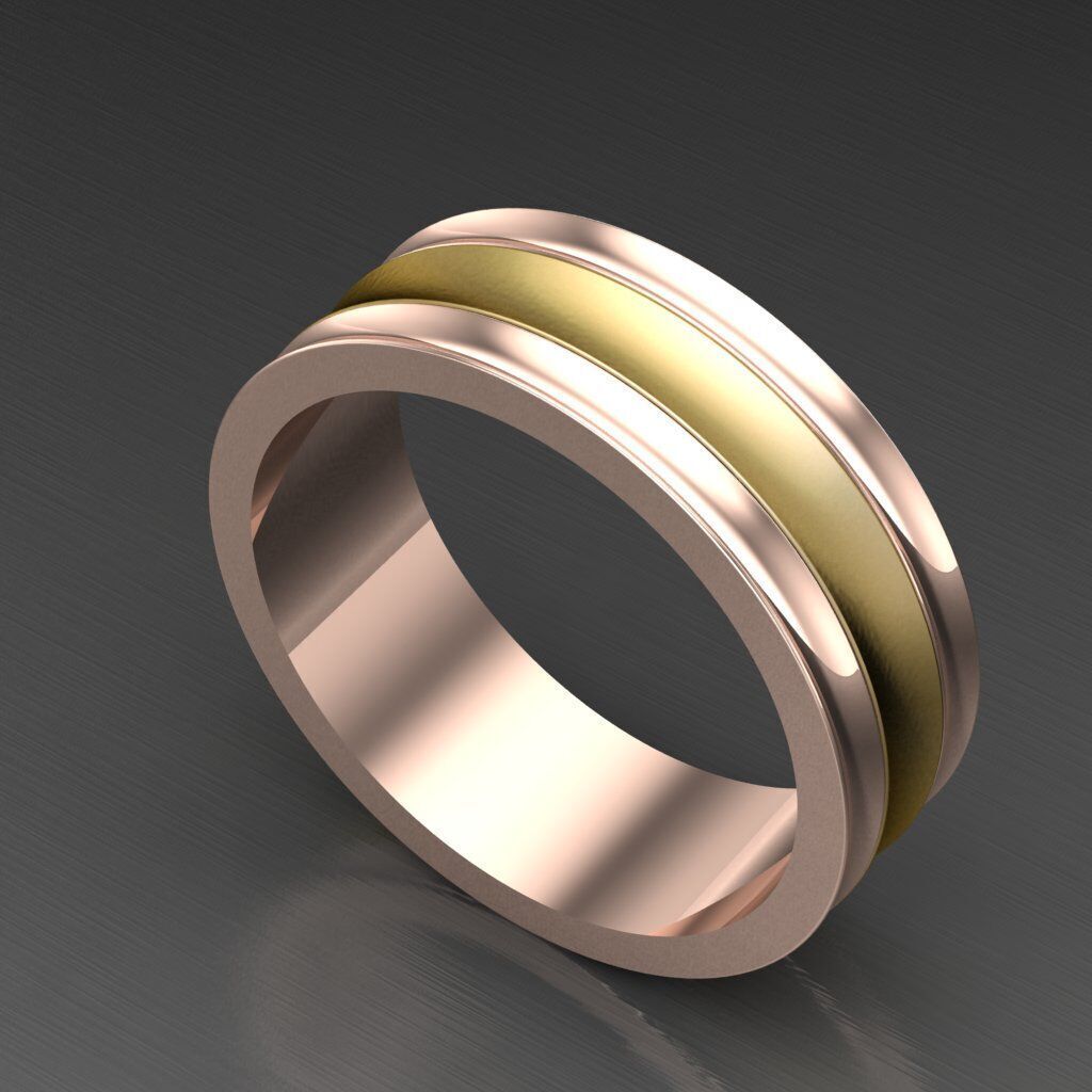 Light Gold Diamond Men Ring 2MR072 3D model_6